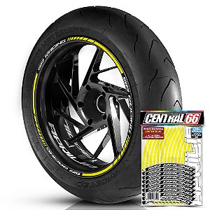 Adesivo Friso de Roda M1 +  Palavra SR RACING + Interno P Aprilia - Filete Amarelo