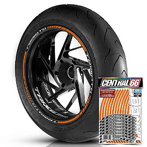Adesivo Friso de Roda M1 +  Palavra Targos TRIMOTO + Interno P TARGOS - Filete Laranja Refletivo