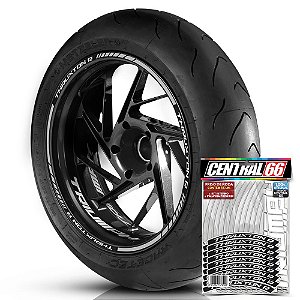 Adesivo Friso de Roda M1 +  Palavra THRUXTON R + Interno P Triumph - Filete Prata Refletivo