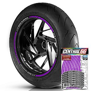 Adesivo Friso de Roda M1 +  Palavra VT 600 SHADOW + Interno P Honda - Filete Roxo