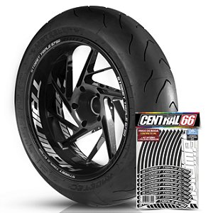 Adesivo Friso de Roda M1 +  Palavra STREET TRIPLE 675 R + Interno G Triumph - Filete Preto