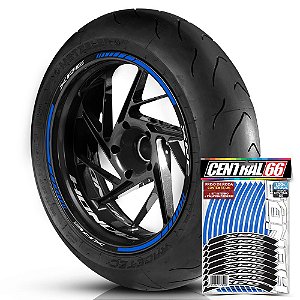 Adesivo Friso de Roda M1 +  Palavra XRE + Interno P Honda - Filete Azul Refletivo