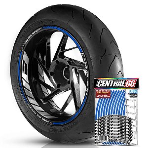 Adesivo Friso de Roda M1 +  Palavra F 750 GS SPORT + Interno G BMW - Filete Azul Refletivo