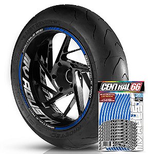 Adesivo Friso de Roda M1 +  Palavra BRUTALE 800 + Interno G MV Agusta - Filete Azul Refletivo