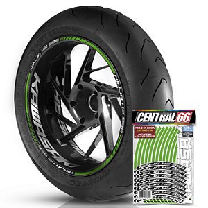 Adesivo Friso de Roda M1 +  Palavra NINJA H2 998 + Interno G Kawasaki - Filete Verde Refletivo