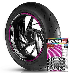 Adesivo Friso de Roda M1 +  Palavra S 1000 RR + Interno G BMW - Filete Rosa