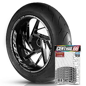 Adesivo Friso de Roda M1 +  Palavra BRAVA YB + Interno G Brava - Filete Branco