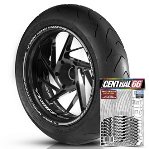 Adesivo Friso de Roda M1 +  Palavra YBR 125 + Interno P Yamaha - Filete Prata Refletivo