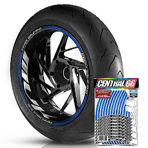 Adesivo Friso de Roda M1 +  Palavra FENIX GOLD 240 + Interno G MVK - Filete Azul Refletivo