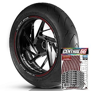 Adesivo Friso de Roda M1 +  Palavra YZF R3 + Interno P Yamaha - Filete Vinho