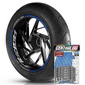 Adesivo Friso de Roda M1 +  Palavra JUNIOR 50 + Interno G Agrale - Filete Azul Refletivo