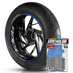 Adesivo Friso de Roda M1 +  Palavra SCARABEO + Interno G Aprilia - Filete Azul Refletivo