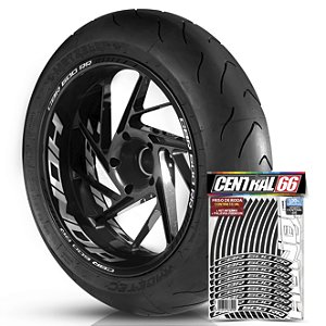 Adesivo Friso de Roda M1 +  Palavra CBR 600 RR + Interno G Honda - Filete Preto