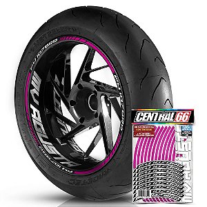 Adesivo Friso de Roda M1 +  Palavra F4 1078RR + Interno G MV Agusta - Filete Rosa