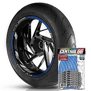 Adesivo Friso de Roda M1 +  Palavra FY250 + Interno G FYM - Filete Azul Refletivo