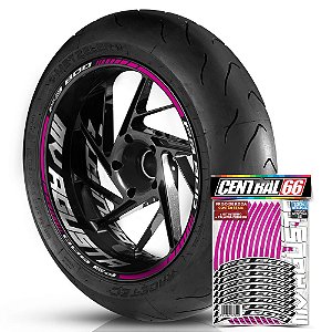 Adesivo Friso de Roda M1 +  Palavra F3 800 + Interno G MV Agusta - Filete Rosa