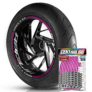 Adesivo Friso de Roda M1 +  Palavra MOTO + Interno G Aprilia - Filete Rosa