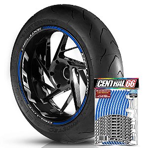 Adesivo Friso de Roda M1 +  Palavra DELUXE + Interno G Lon-V - Filete Azul Refletivo