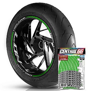 Adesivo Friso de Roda M1 +  Palavra DELUXE + Interno G Lon-V - Filete Verde Refletivo