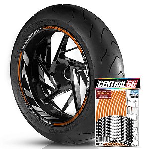 Adesivo Friso de Roda M1 +  Palavra SUPERMOTO 990 T + Interno G KTM - Filete Laranja Refletivo