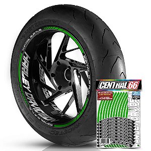 Adesivo Friso de Roda M1 +  Palavra SOFTAIL SLIM FLSL + Interno G Harley Davidson - Filete Verde Refletivo