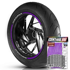 Adesivo Friso de Roda M1 +  Palavra 998 + Interno P Ducati - Filete Roxo