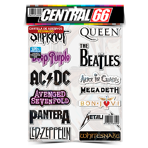 Cartela Individual Musica Rock M1 - P4 Adesivos Stickers