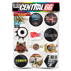 Cartela Individual Musica Rock M1 - P2 Adesivos Stickers