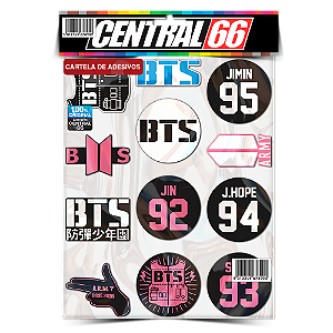 Cartela Individuals Musica BTS M1 - P7 Adesivos Stickers