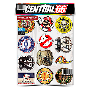 Cartela 18 de Adesivos Tuning Individual Stickers Moto Carro Bike