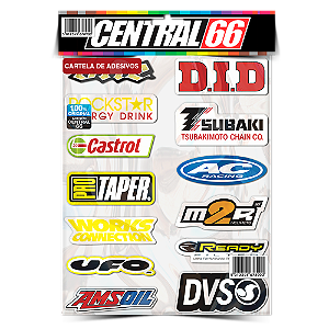 Cartela Individual Motocross M1 - PT6 Adesivos Stickers