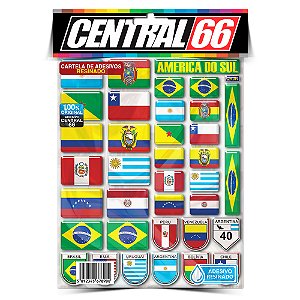 Cartela Adesivo Bandeiras América Do Sul Motorclub Viagem