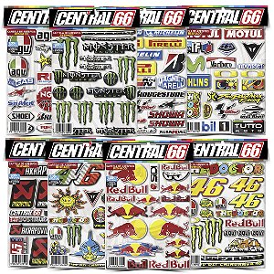 Kit 8 Cartela Adesivos Patrocinios Resinada MotoGP Colorido