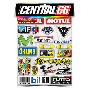 Cartela Adesivos Patrocinios Resinada Moto GP M1 P4 Ohlins