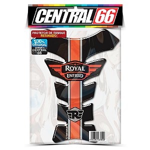 Tankpad Royal Enfield Adesivo Orbital Preto e Laranja