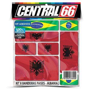 Kit 8 Adesivos Bandeiras Países Envernizado Albânia