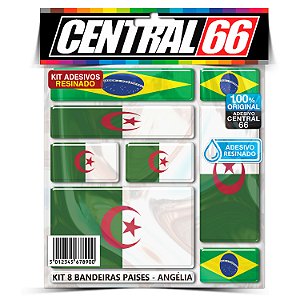 Kit 8 Adesivos Bandeiras Países Resinado Argélia