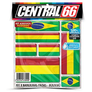 Kit 8 Adesivos Bandeiras Países Resinado Bolívia
