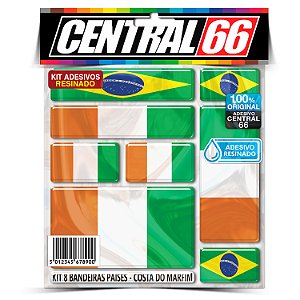 Kit 8 Adesivos Bandeiras Países Resinado Costa Do Marfim