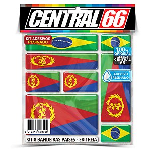 Kit 8 Adesivos Bandeiras Países Resinado Eritreia