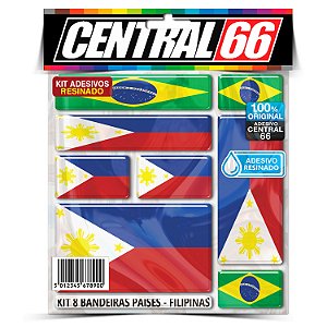Kit 8 Adesivos Bandeiras Países Resinado Filipinas