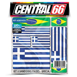 Kit 8 Adesivos Bandeiras Países Envernizado Grécia