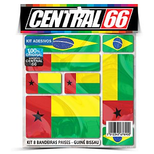 Kit 8 Adesivos Bandeiras Países Envernizado Guiné Bissau