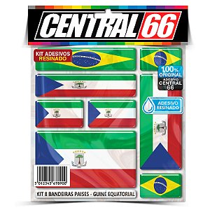 Kit 8 Adesivos Bandeiras Países Resinado Guiné Equatorial