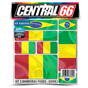 Kit 8 Adesivos Bandeiras Países Envernizado Guiné