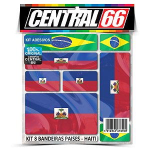 Kit 8 Adesivos Bandeiras Países Envernizado Haiti