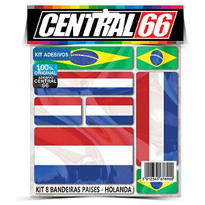 Kit 8 Adesivos Bandeiras Países Envernizado Holanda