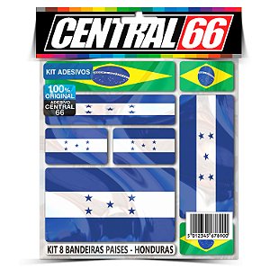 Kit 8 Adesivos Bandeiras Países Envernizado Honduras