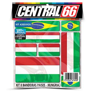 Kit 8 Adesivos Bandeiras Países Envernizado Hungria