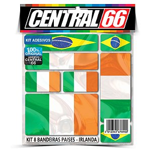 Kit 8 Adesivos Bandeiras Países Envernizado Irlanda